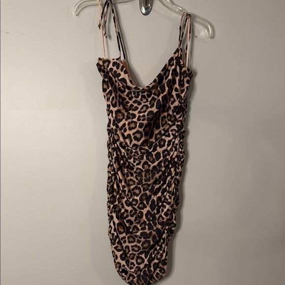Good American Satin Leopard Ruched Dress - Picture 2 of 8